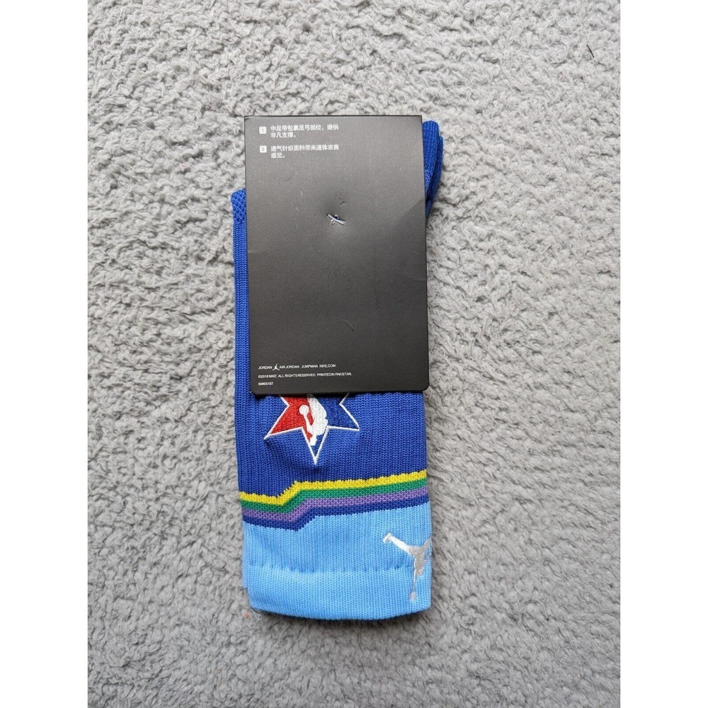 Air Jordan Legacy Dri-Fit Crew Socks Mens Large 9-11 Blue NBA All-Star Stripes - Picture 3 of 5